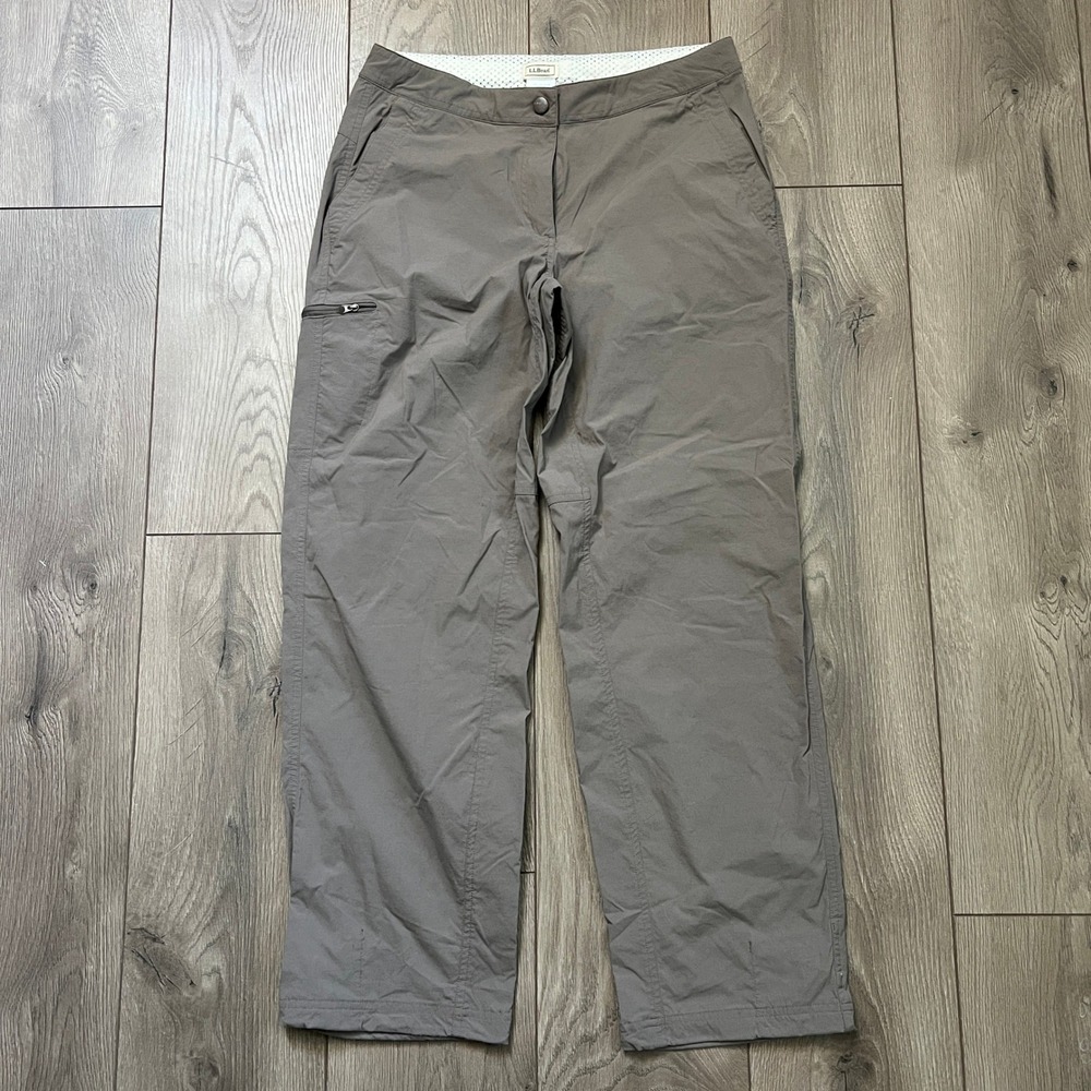 LL Bean Gray Khaki Cargo Hiking Outdoors Pants Womens 10 Regular
